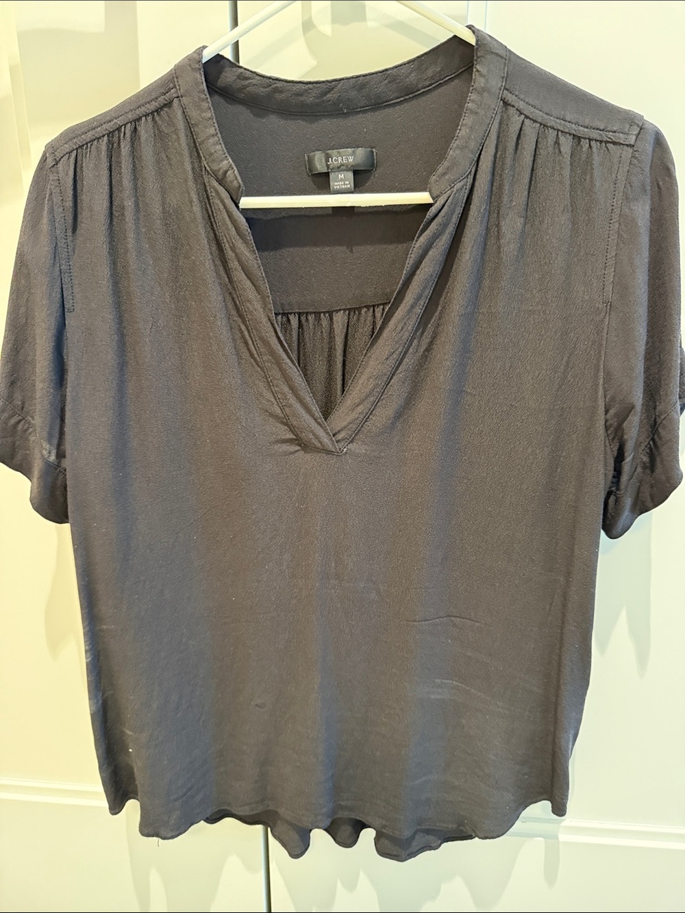 J. Crew Women's V-Neck Short Sleeve Top - black